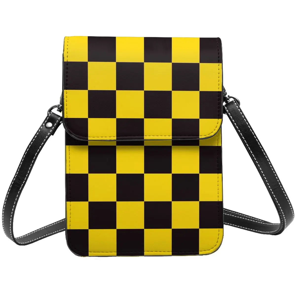 

Fashion Checkered Style Leather portable phone case with multiple storage spaces,it easy to see phones, cards, and cash