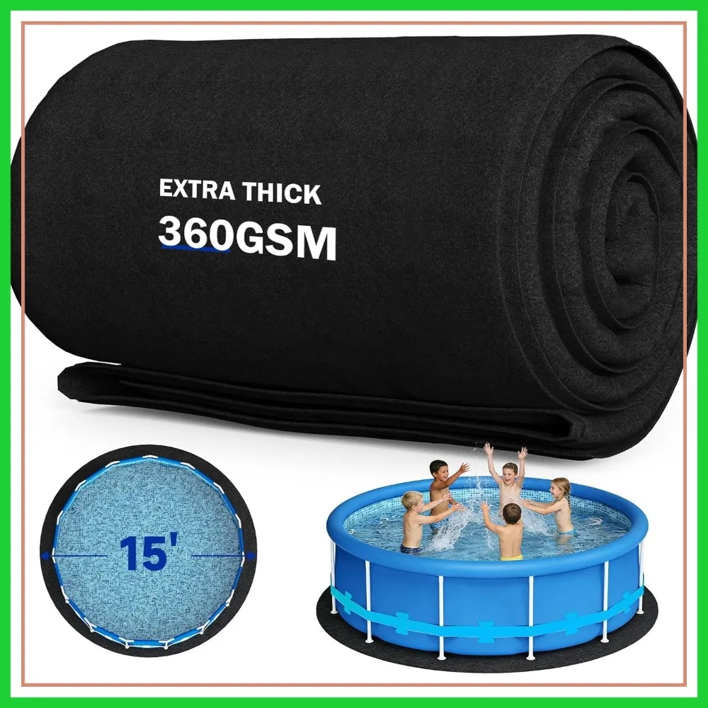 

15Ft Round Pool Liner Pad for Above Ground Pools, Extra Thick Heavy Duty Under Pool Mat, Puncture Resistant Geotextile Fabric