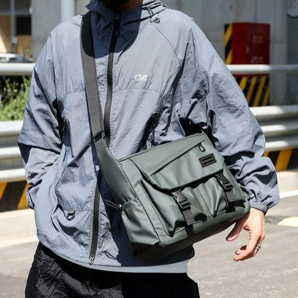 Large Capacity Men Crossbody Bag Square Harajuku Casual Messenger Bag Lightweight Japanese Style Nylon Postman Bag Unisex