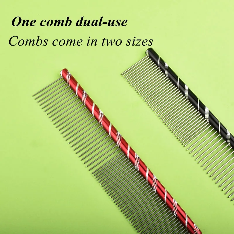 16/19/20/25cm Pet Dog Comb Bright Multi-Colored Stripe Grooming Comb Stainless Steel Straight Comb For Dog Cat Grooming Toolts