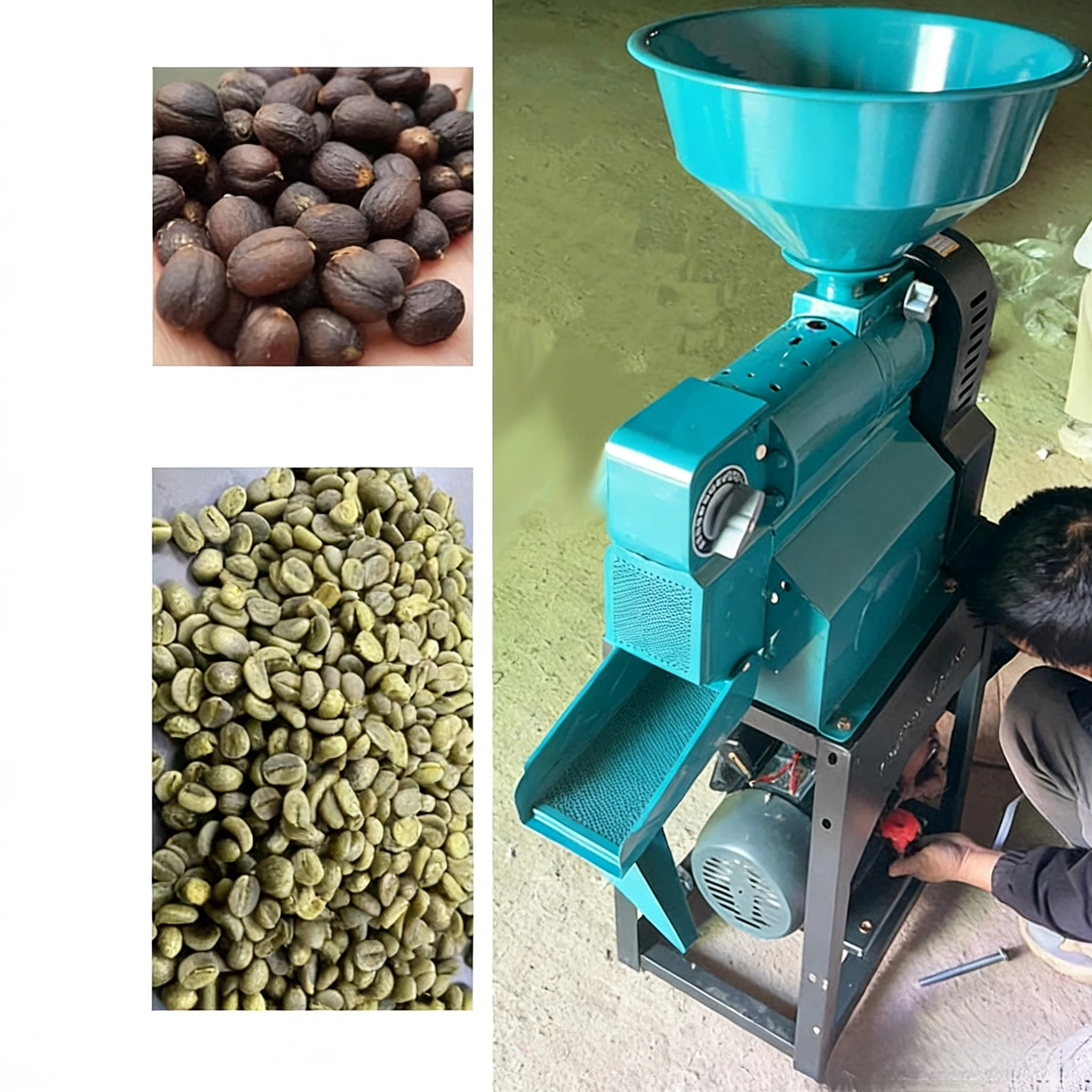 Commercial Coffee Bean Huller Peeler & Sheller With Engine 220V 2.2kW High Productivity 1 Year Warranty For Dry Wet Coffee Beans