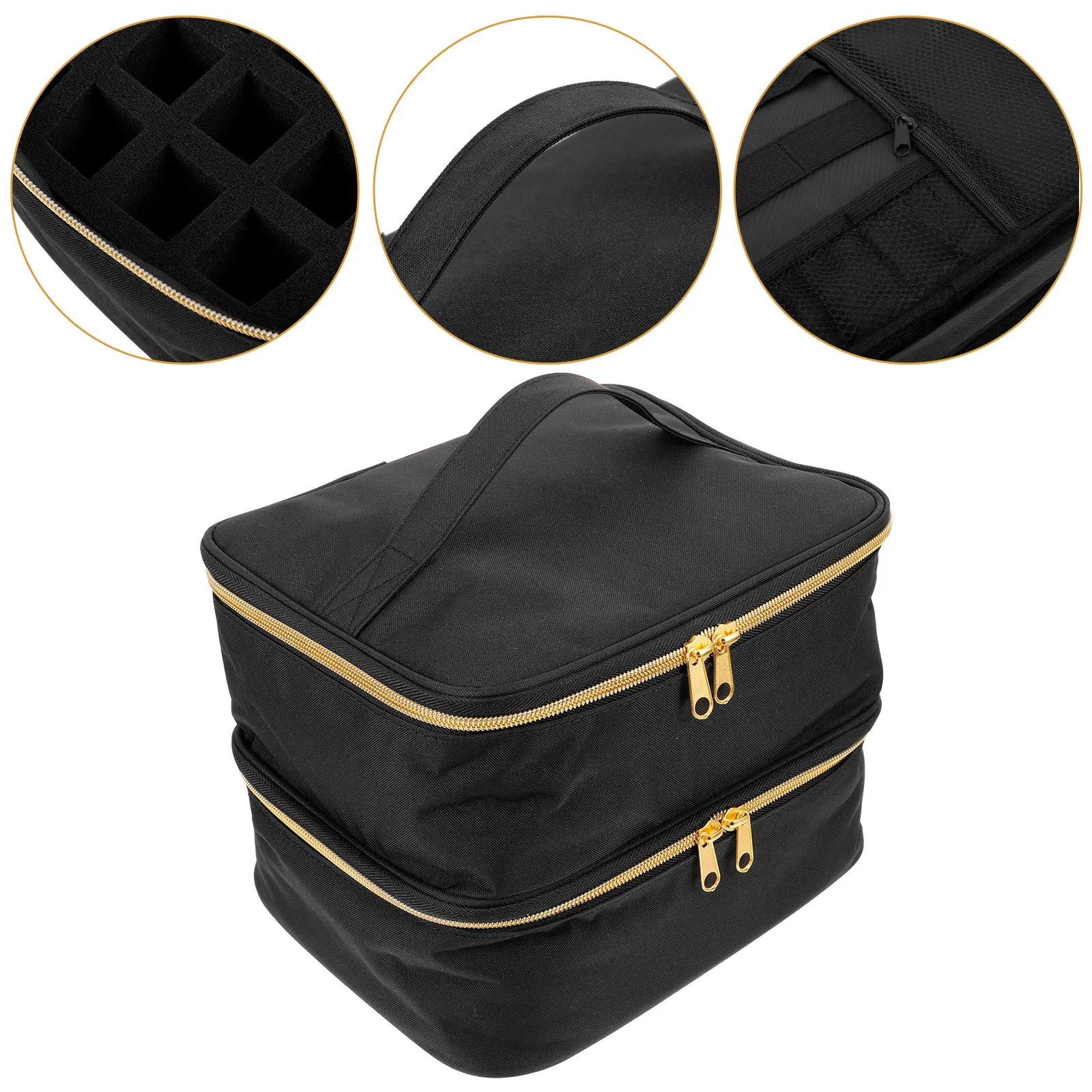 double-layer-portable-nail-polish-bag-organizer-for-up-to-30-bottles-moisture-proof-sturdy-nylon-sponge-metal-storage-case