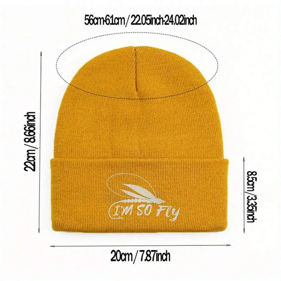 

Fly Fishing Knitted Beanie Hat For Adults Unisex Winter Warm Hat Acrylic Solid Color