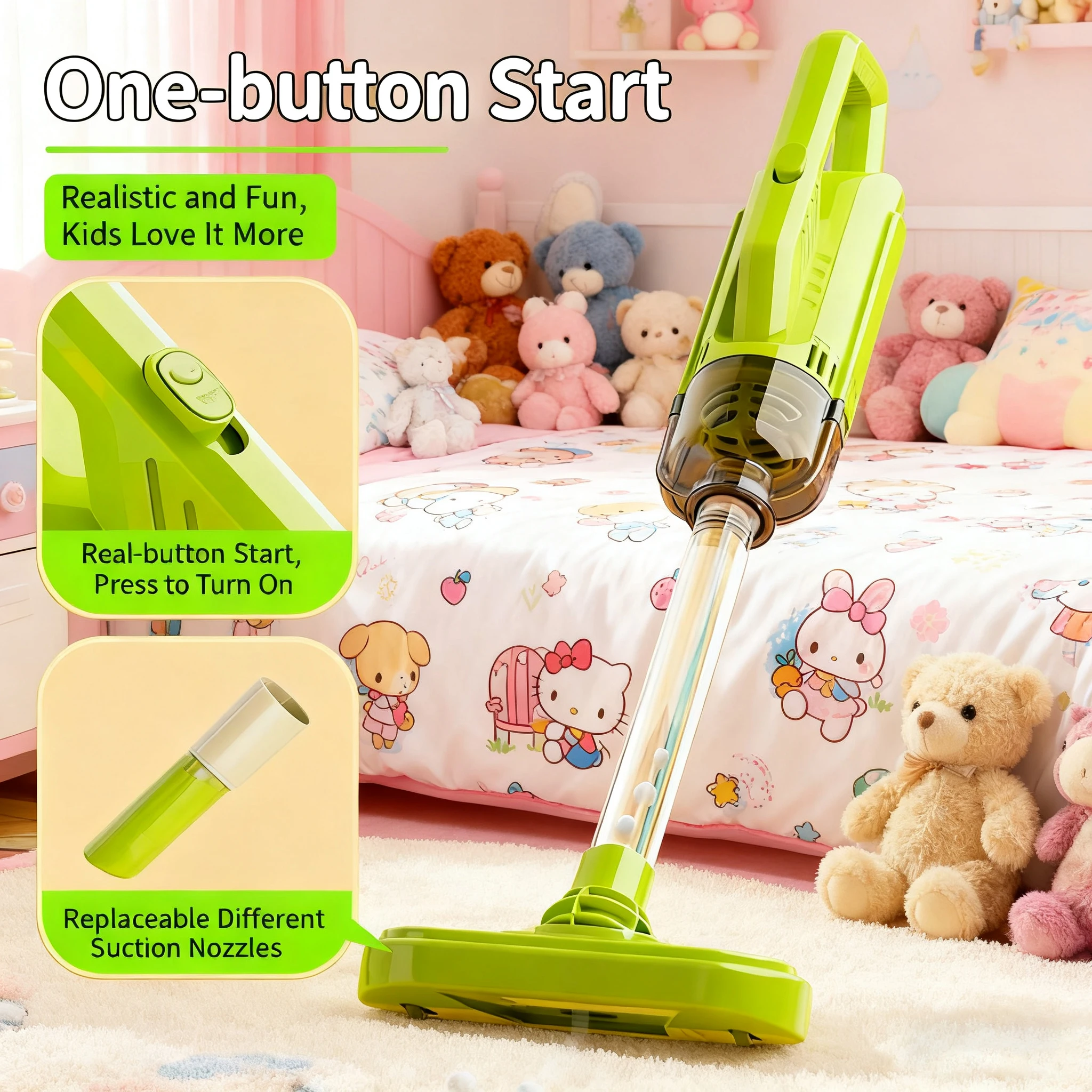Simulatie voor kinderen Reinigingsspeelgoed Reiniging Stofzuiger Stoffer Gereedschapsset Fantasiespel Huishoudelijke benodigdheden Kerstcadeaus