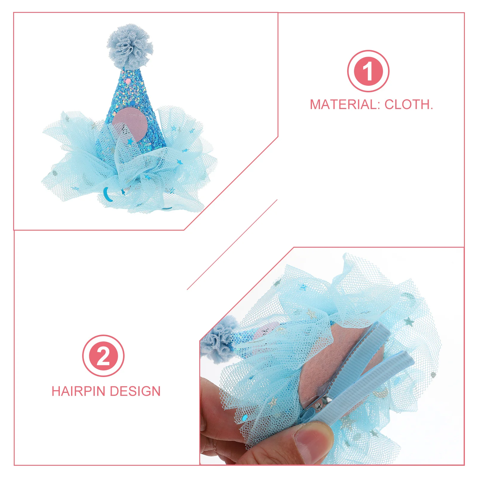 5 szt. Kapeluszy urodzinowych, spinki do włosów, kreatywny design, lekkie, wygodne dla dzieci, na przyjęcia, uroczystości, unikalny, noszony dodatek dekoracyjny.