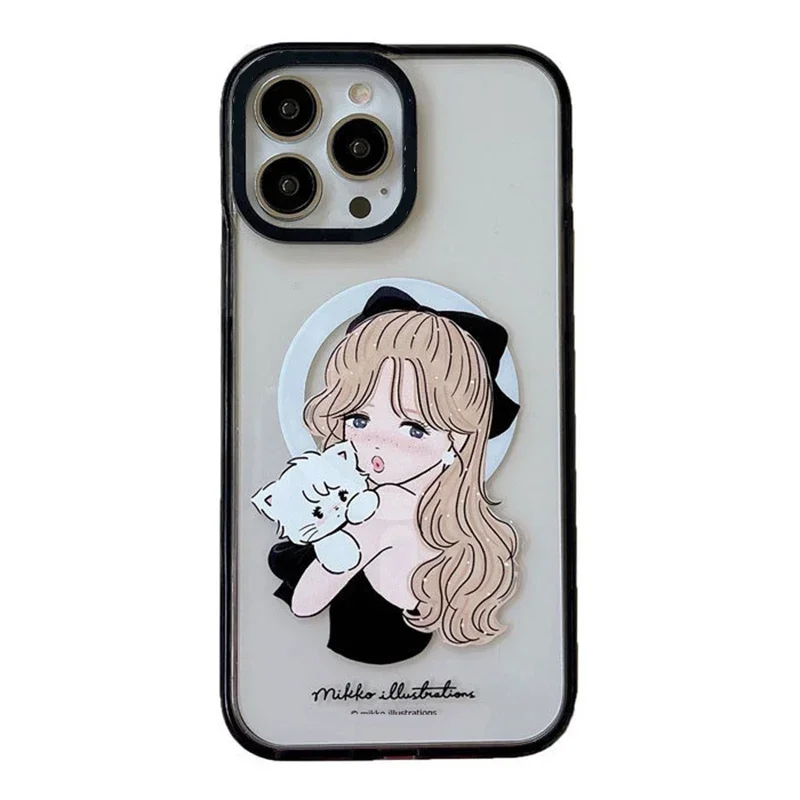 

MagSafe Acrylic Girl Bear Phone Case Cover for iPhone 11 12 13 14 15 Pro Max Case for iPhone 15 ProMax