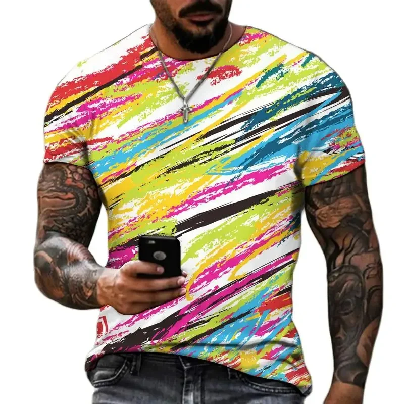 Men's and Women's Short Sleeve T-shirt, Harajuku Print, Oil Painting, Art Graffiti, Avant-garde, O Collar, Casual Fashion