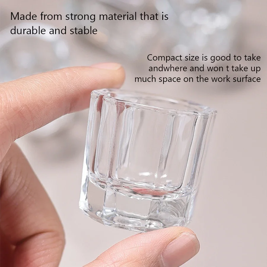 طبق مسحوق أكريليك من الزجاج الكريستالي الأخضر الشفاف، كوب أظافر، وعاء فرشاة الغسيل، أدوات تزيين الأظافر #2