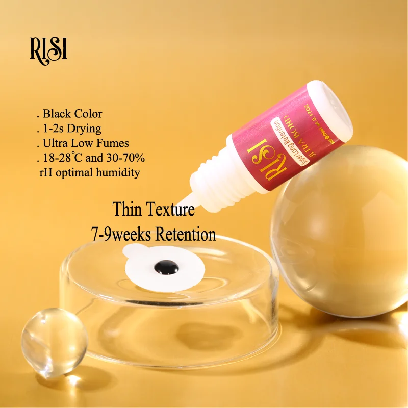 Free RISI Professional Black 7-9 Weeks Ultra Bond Eyelash Glue Fast Drying Strong False Eye Lash Extension Glue Adhesive