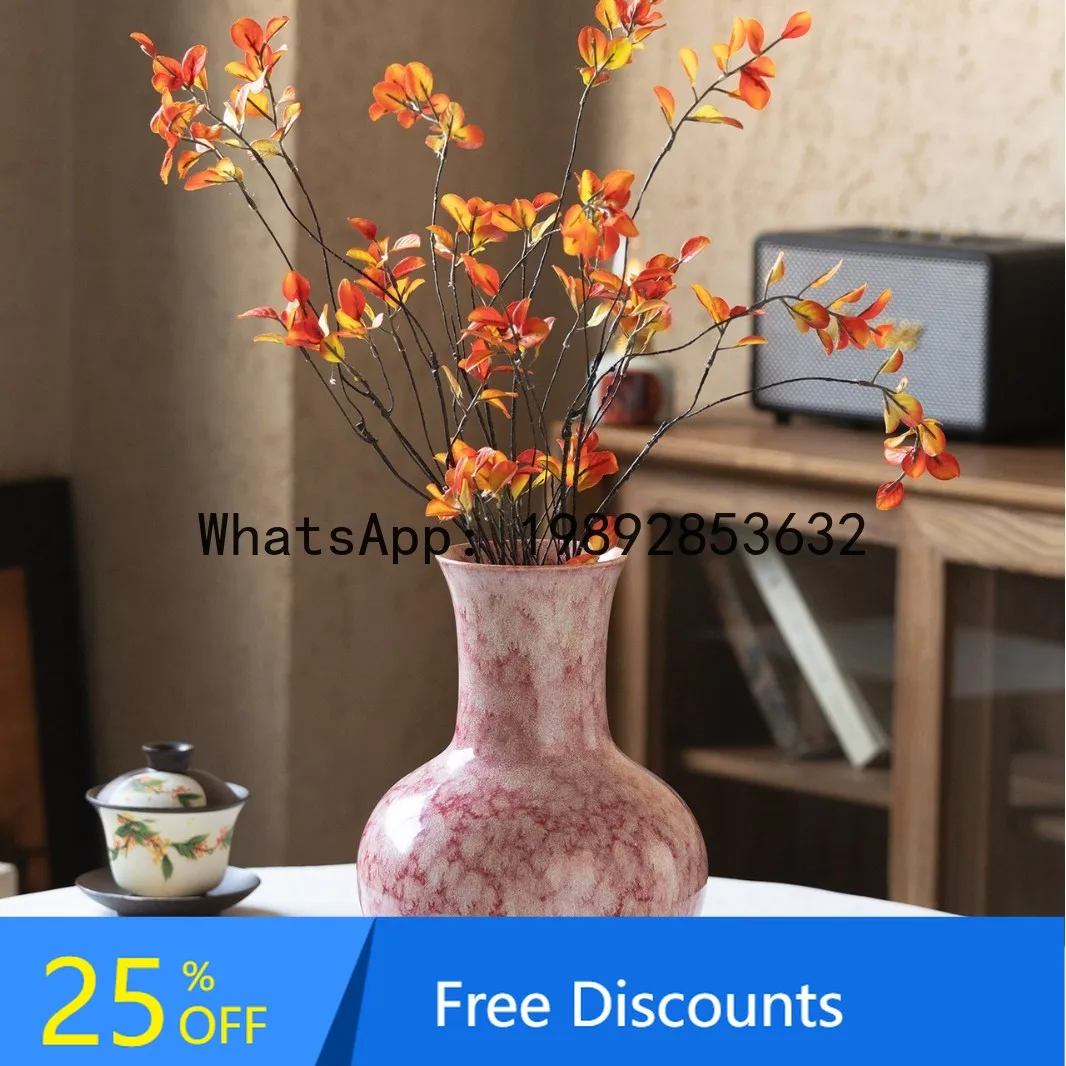 

CZ Jingdezhen Ceramic Ice Crack Glaze Pink Vase Ornament Flower Modern Home Living Room Decoration Craft Flower Holder
