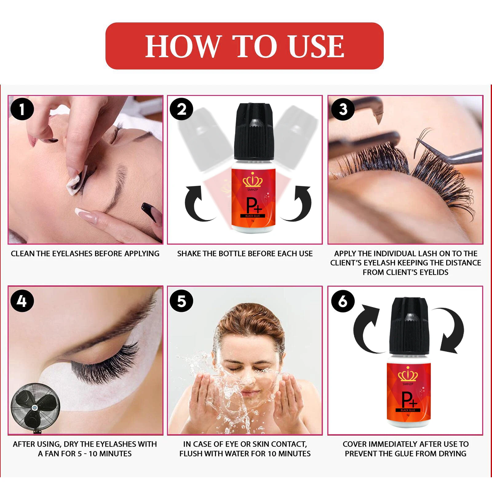 Korea Eyelash Extension 1s Fast Drying Time Eyelash SMHZP P+ Glue With Eyelash Extension