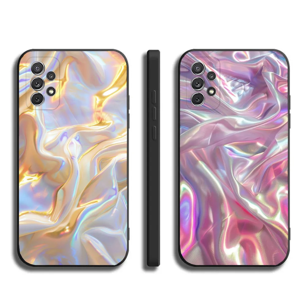 Rainbow Holographic Iridescence Phone Case For Samsung Galaxy A20,A21s,A22,A31,A32,A52,A53,A72,73,A80,A91Soft Black Cover