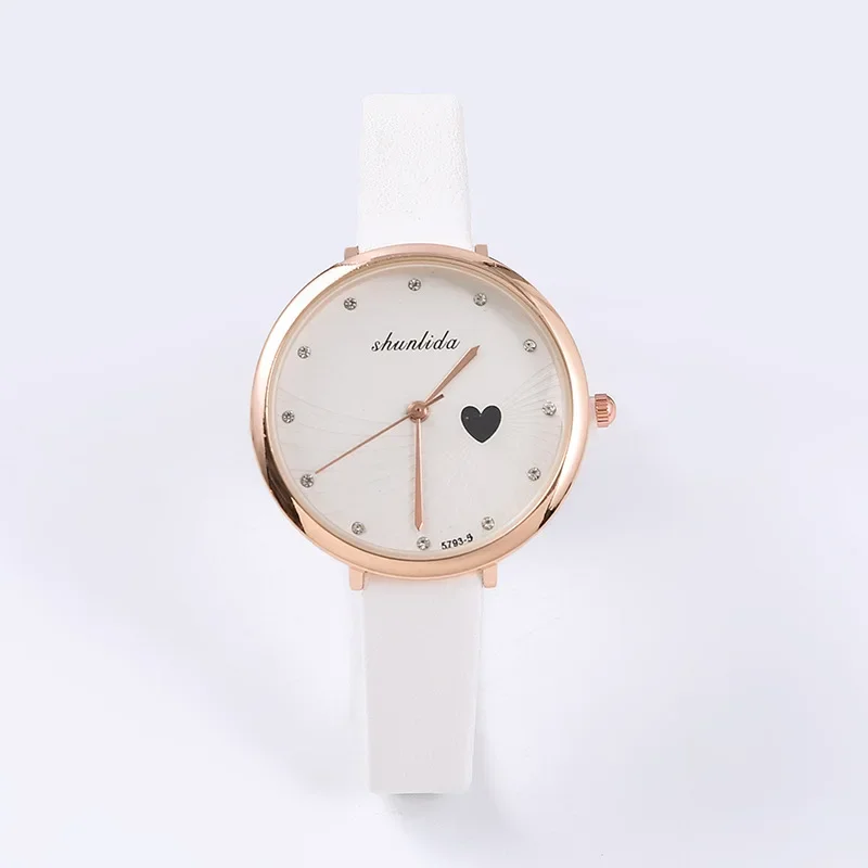 Relojes de pulsera de cuarzo con corazón de amor para mujer, relojes de pulsera elegantes para estudiantes, reloj de cuarzo Simple y versátil