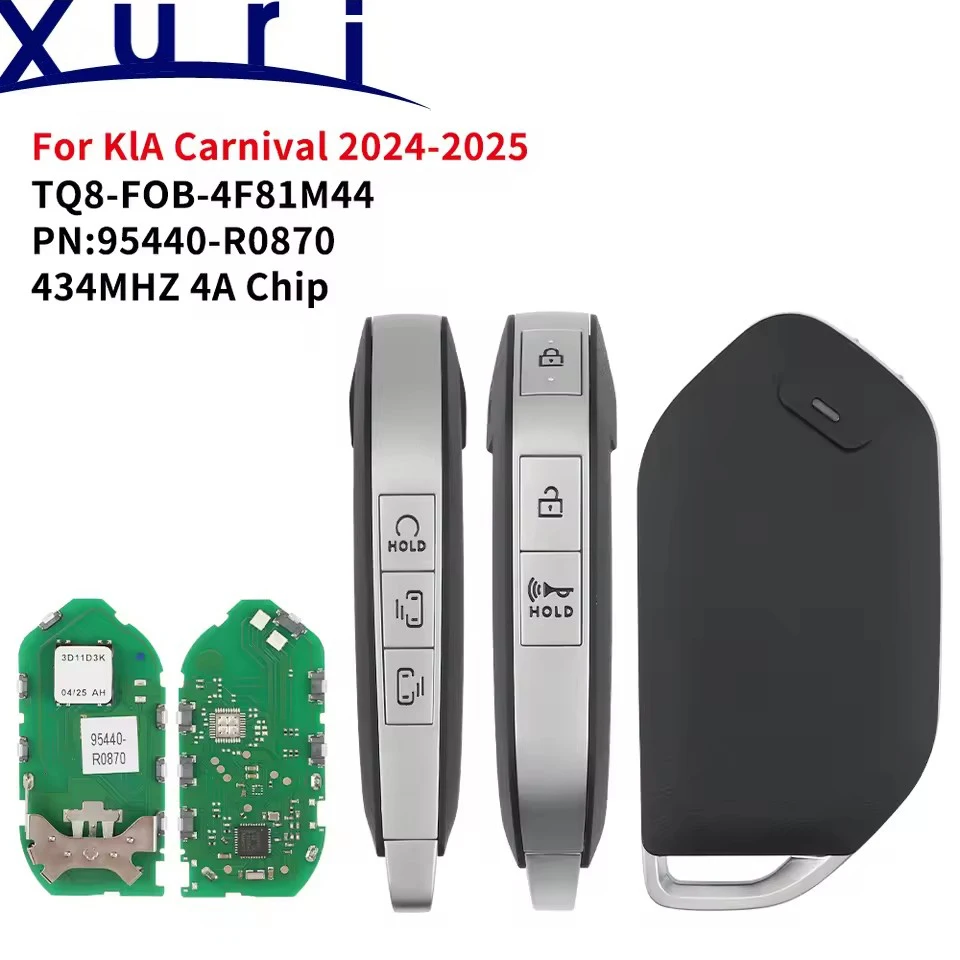 

Сменный смарт-ключ-брелок Xuri, 6 кнопок, 433 МГц, чип 4A, TQ8-FOB-4F81M44, PN: 95440-R0870 для Kia CARNIVAL 2024 2025