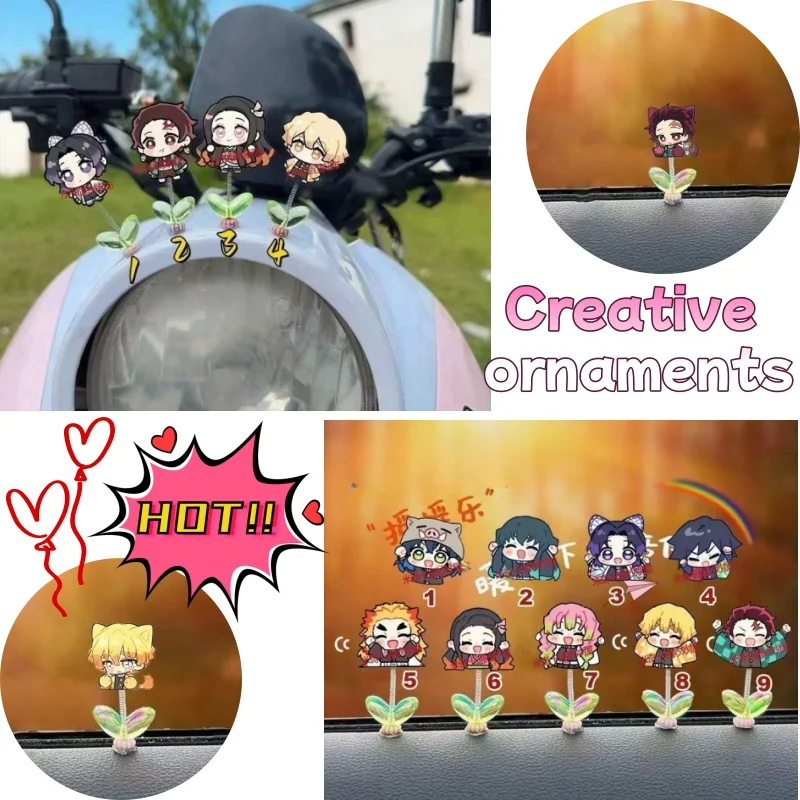 

9PCSGhostblade Anime Cute Swinging Creative Desktop Car Central Control Electric Car Computer Super Cute Exquisite Ornament Gift