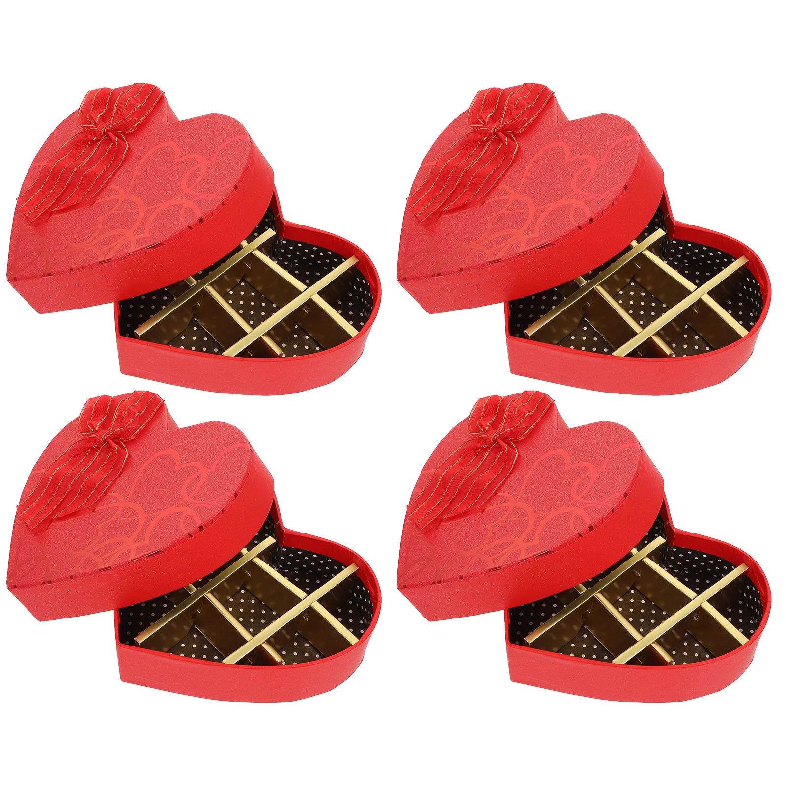 

4 Pcs Gifts Heart Shaped Chocolate Box Paper Candy Boxes Case Present Container Red Man