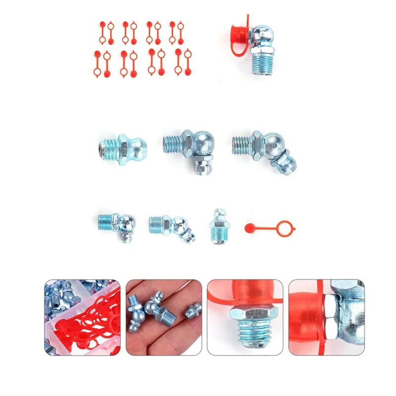 

140Pcs/Set Bend Grease Nipple Straight Grease Fitting Accessories For Grease Fittings Caps Hydraulic Zerk Grease Easy To Use