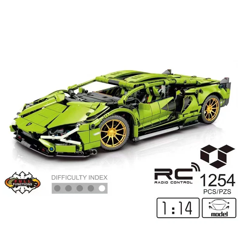 Technical Building Block 1:14 Scale Bull Sian Fkp37 Super Sport Car Model 2.4ghz Remote Control Vehicle Brick Supercar Rc Toy