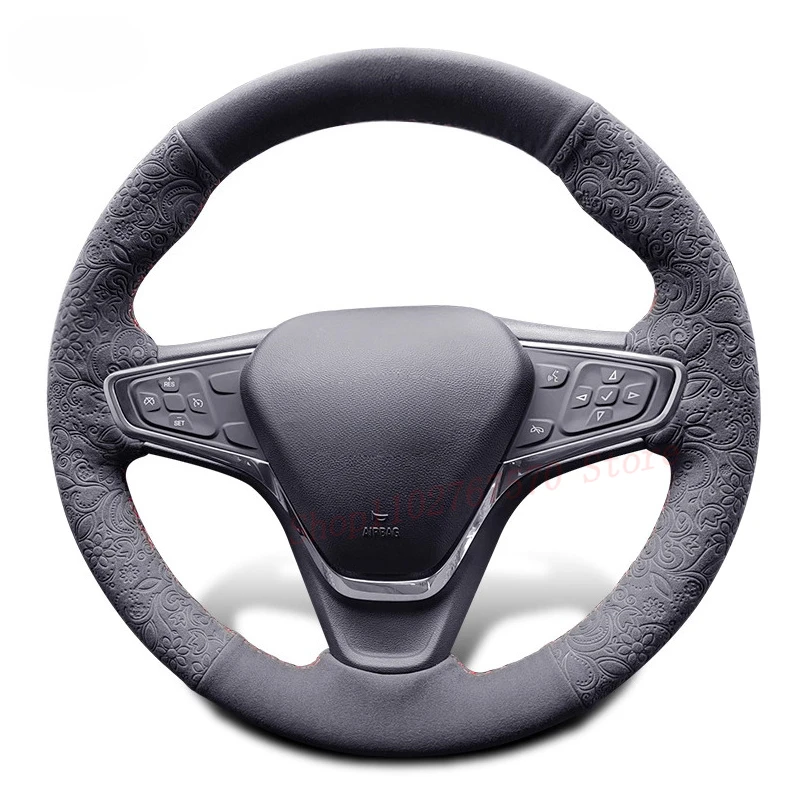 

DIY Hand Sewn Suede Steering Wheel Cover Wrap For Chevrolet Monza RS Malibu XL Equinox Trailblazer Menlo Orlando Car Accessories