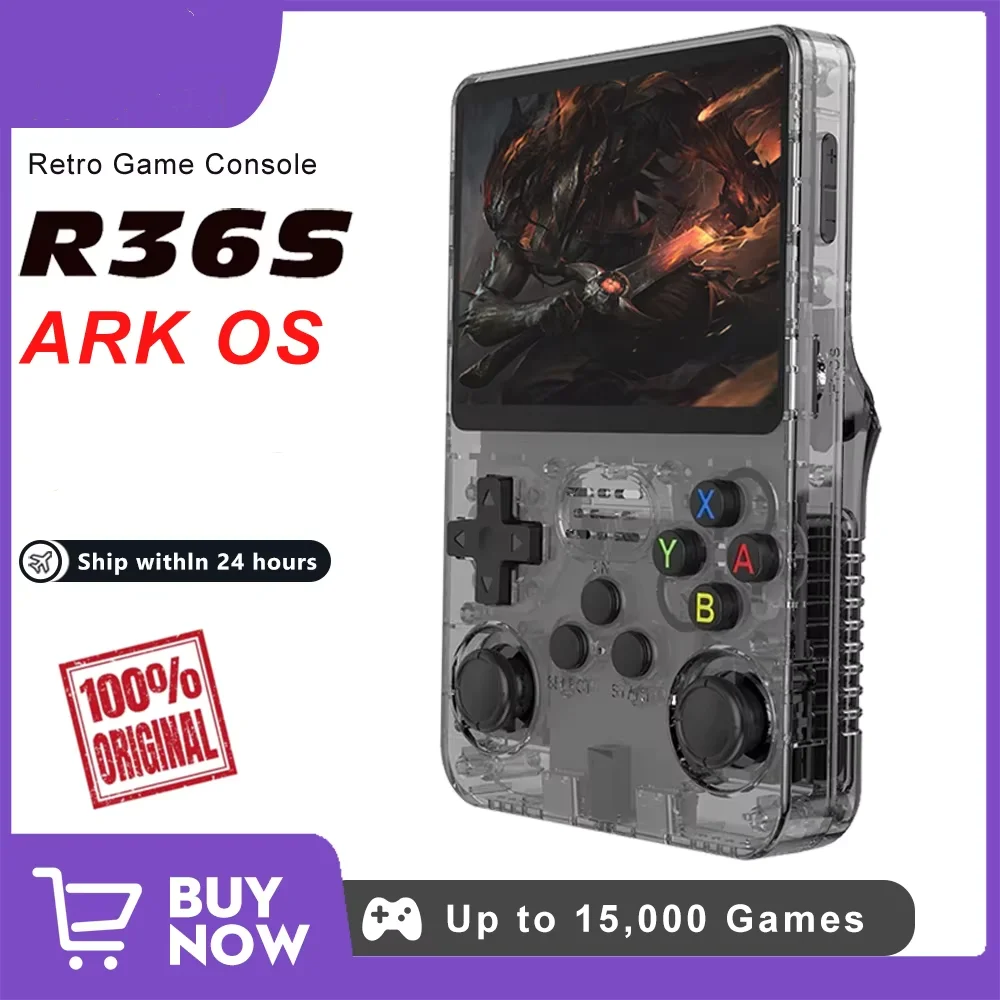 Consola de juegos Retro R36S, sistema de vídeo portátil Arkos 2,0, reproductor de vídeo de bolsillo portátil de una sola tarjeta de 3,5 pulgadas, 64GB, 128GB, 20000 juegos