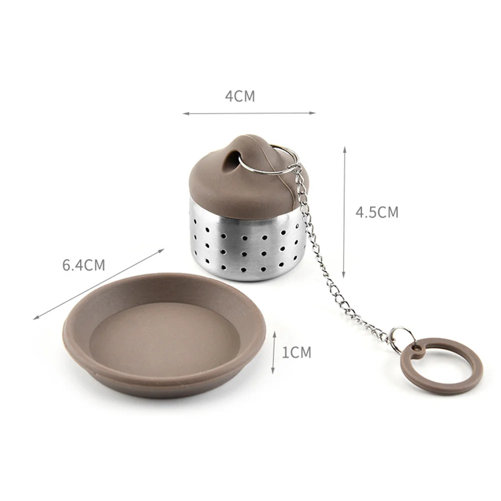 

2Pcs Tea Filter Infuser Stainless Steel Drip Tray Silicone Lid Expand Fully Flavor Kitchen Tea Filter
