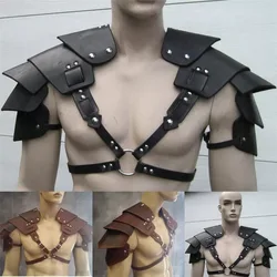 Medieval Viking Warrior Shoulder Armor Gladiator Samurai Knight Pauldrons Gothic Steampunk PU Leather Belt Armor Cosplay Costume