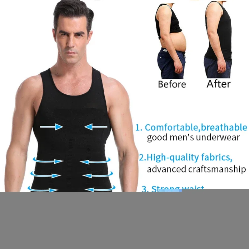 Men\'s Slimming Body Shapewear Corset Vest Shirt Compression Abdomen Tummy Belly Control Slim Waist Cincher Underwear Sports Vest