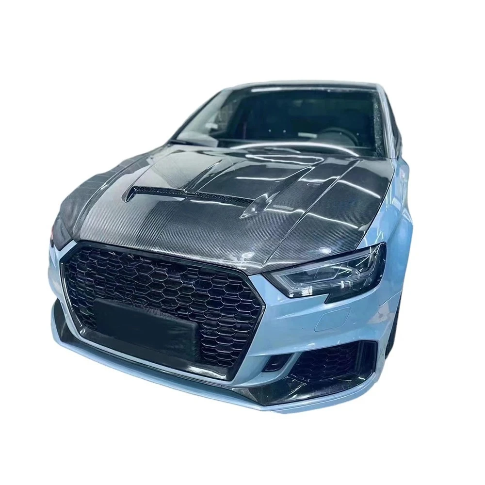 حالة جديدة 2017-2019 A3 S3 RS3 غطاء محرك السيارة من ألياف الكربون الجافة S5 RS5 نمط تعديل فتح غطاء المحرك