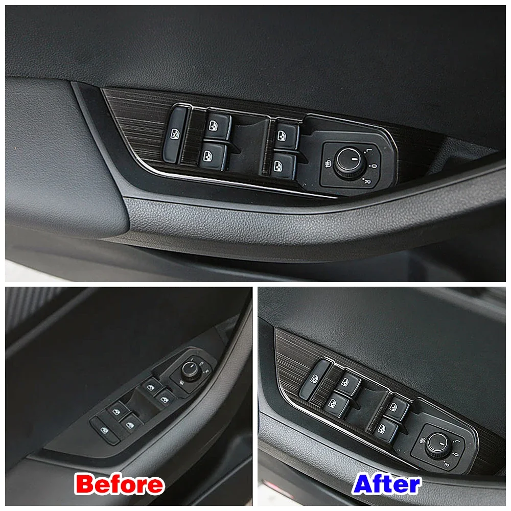 For Skoda Karoq 2017-2021 Car Inner Styling Modify Refit Central Console Part Trim Frame Cover Stainless Steel Decorate Sticker