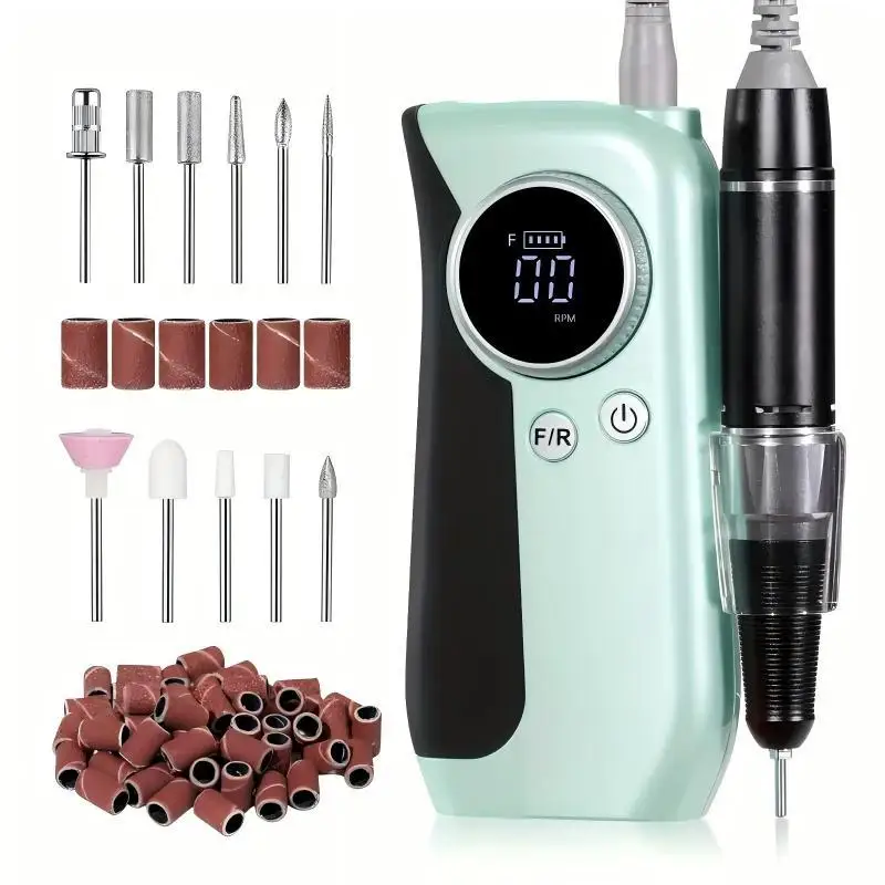 Taladro eléctrico para uñas de 45000RPM, máquina de manicura con pantalla LCD, Kit de lima de uñas profesional Cordles para equipos de uñas acrílicas