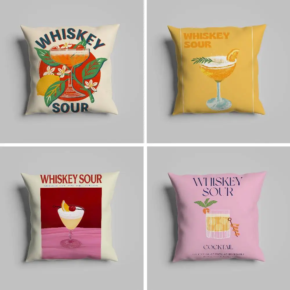 

Whiskey Sour Cocktail Pillow Case Pillowcase For Car Pillows 60x60 Cushions Luxury Double Sided Cover Home And Decoration Sofa