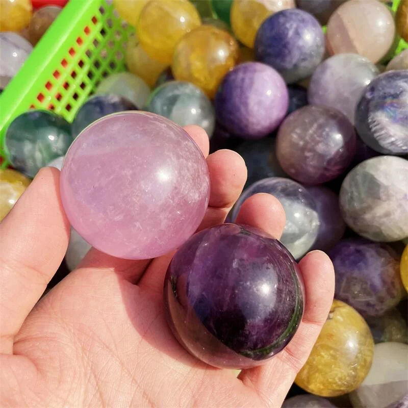 

1KG Natural Colored Fluorite Sphere Crystal Ball Massaging Meditation Reiki Healing Stone Home Decoration Exquisite Gift