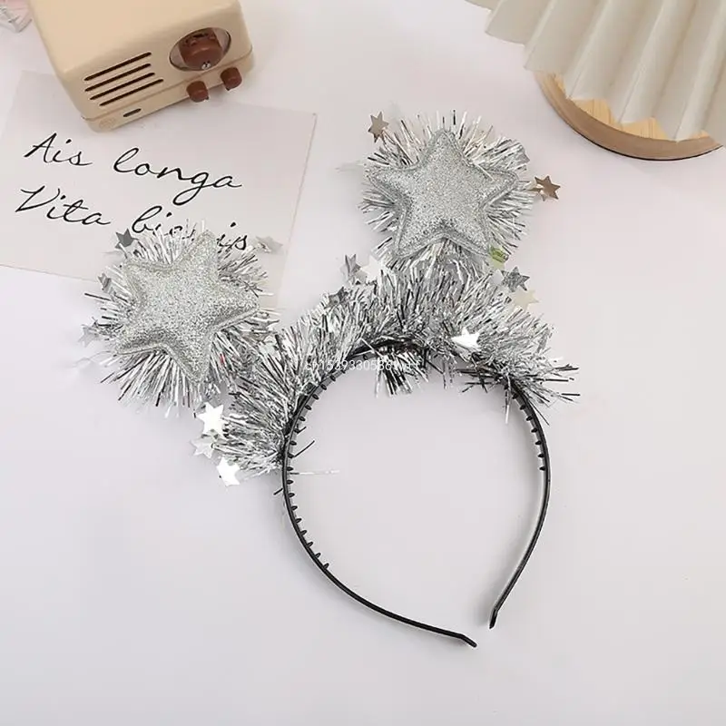 New Year Eve Party Headband for Family Gathering Glittering Powder Garlands Hairhoop Christmas New Year Festival Props Dropship