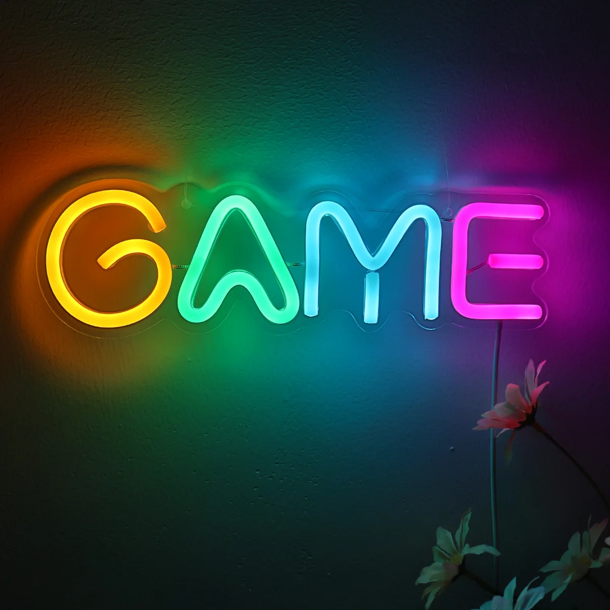 1PC Colorful GAME Letter Neon Sign Light For Game Room Party Gallery Shop Club Game Youtuber Decoration 11.02\'\'* 3.43\'\'