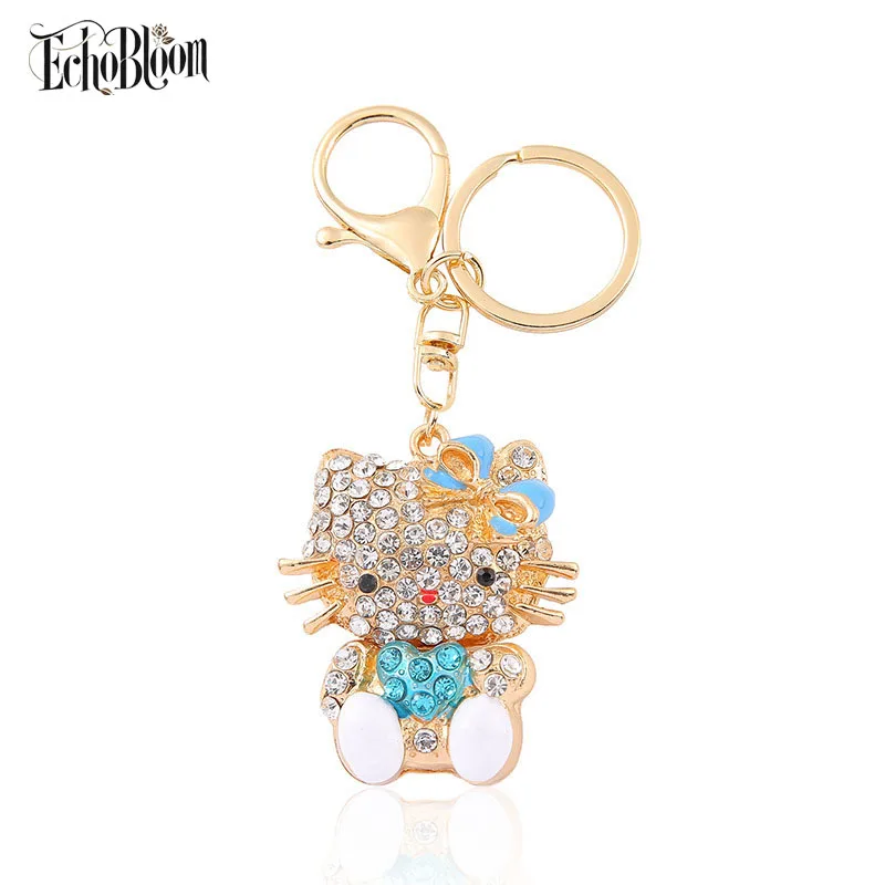 

Metal Cat Car Keychain Y2K Rhinestones Kitty Keyring Phone Charms Luxury Jewelry Accessories for Women