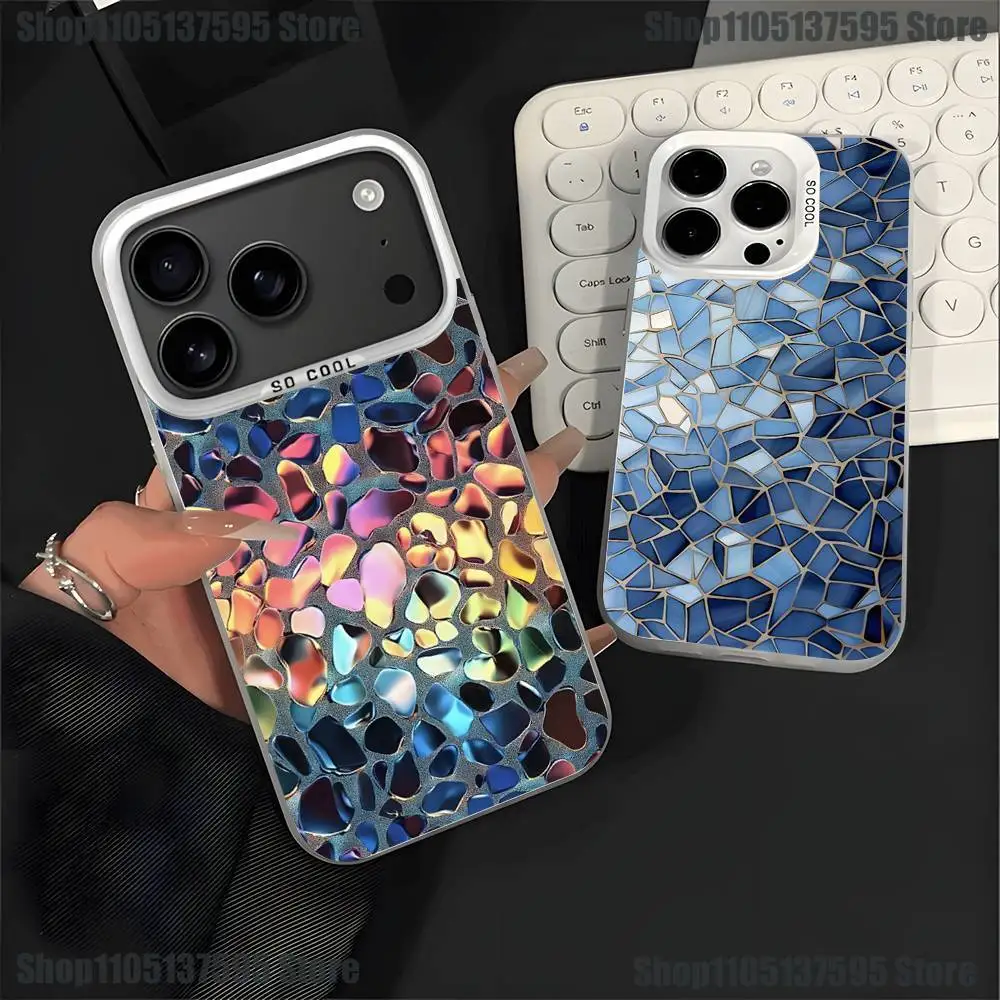 

Colorful Glass Phone Case For iPhone 17,16,15,14,13,12,11,Pro,XS,Max,Plus,Mini,SE4,E White Matte Shockproof Cover