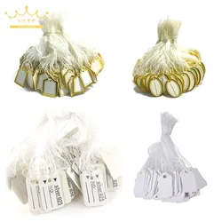 Etykiety jubilerskie wizytówki 100 sztuk/partia metki Diy Tie String biżuteria wyświetlacz etykieta złoty i srebrny mały Tag