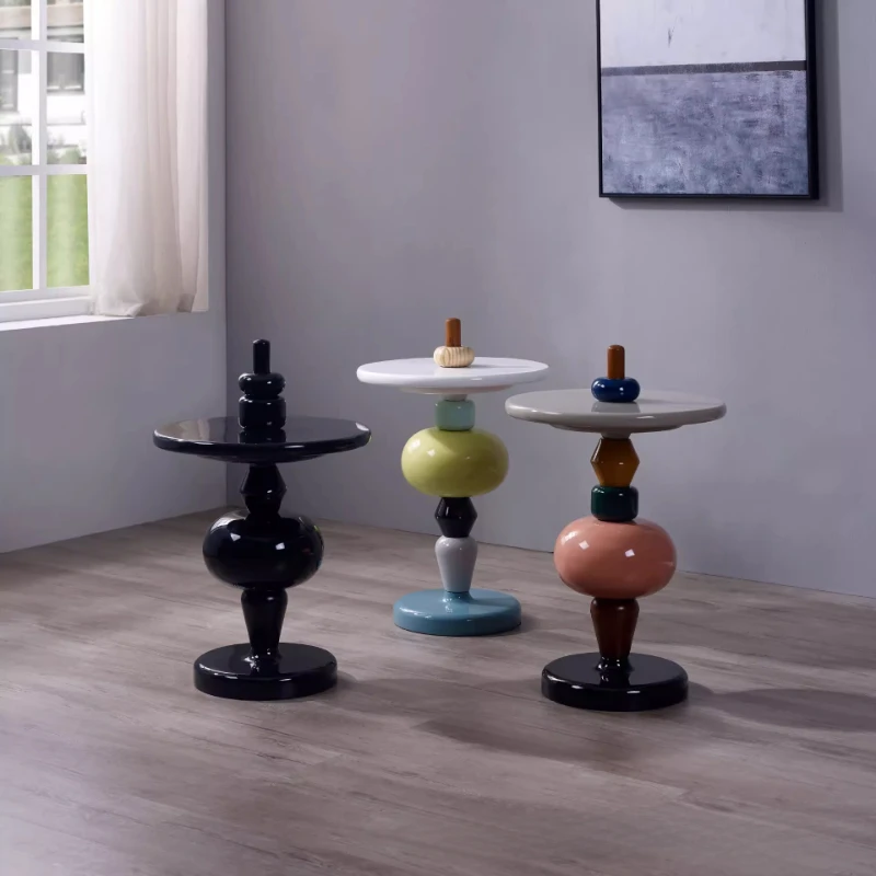 

Creative DIY Assembly of Candied Haws Coffee Table, Nordic Color Bedroom Small Round Table, Multiple Styles Available， Bed Table