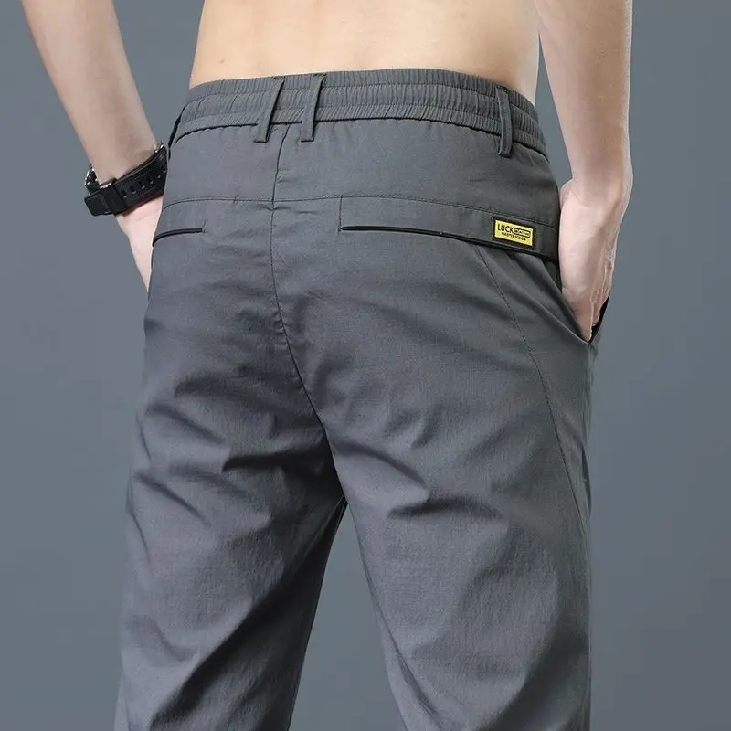 2026 Spring Summer Ultra-thin Men's Casual Pants Slim Straight Leg Elastic Waist Sports Jogging Trousers Fashion Men Golf Pants