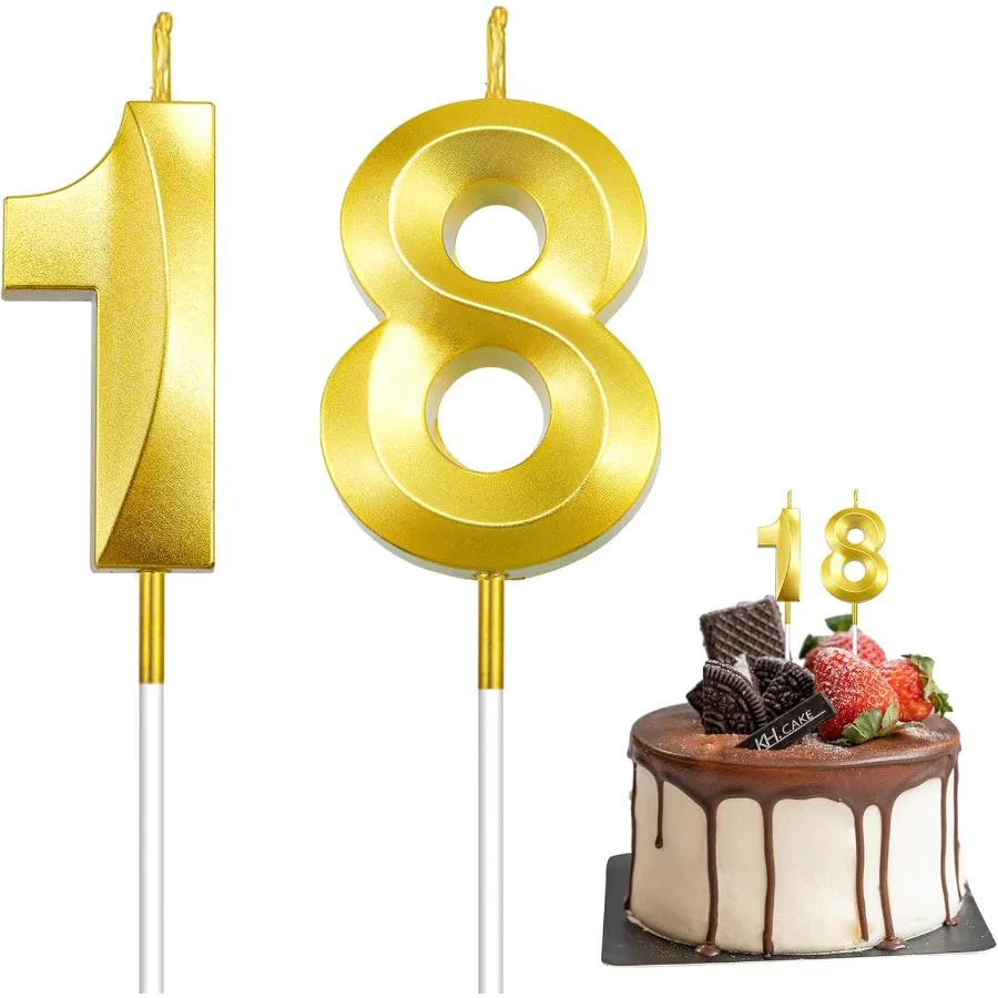 شموع عيد الميلاد 18th شموع عيد الميلاد رقم 18 شموع كعكة عيد ميلاد سعيد توبر تيون للرجال والنساء صبي فتاة حفلة عيد ميلاد #1