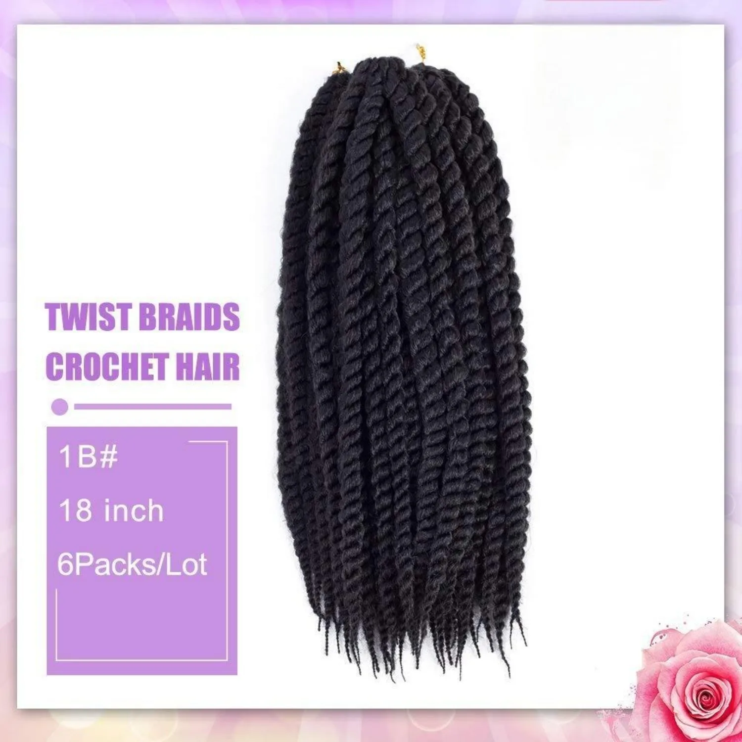 Afro Kinky Twist Crochet ผม Braids Marley Braid Hair 18 นิ้ว Senegalese Curly โครเชต์สังเคราะห์ Braiding Hair Extensions