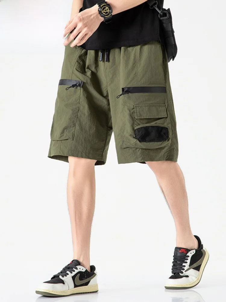 

Loose Men's Ice Silk Five ket Qui Dry Sweat Absorbent orts Summer Workwear Mid-Calf Casual Pants Faion Urban Sle