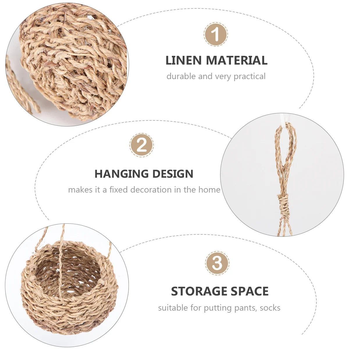 

Hemp Rope Basket Premium Handmade Storage Organizer For Plants Clothes Socks Home Hotel Decorative Hemp Basket