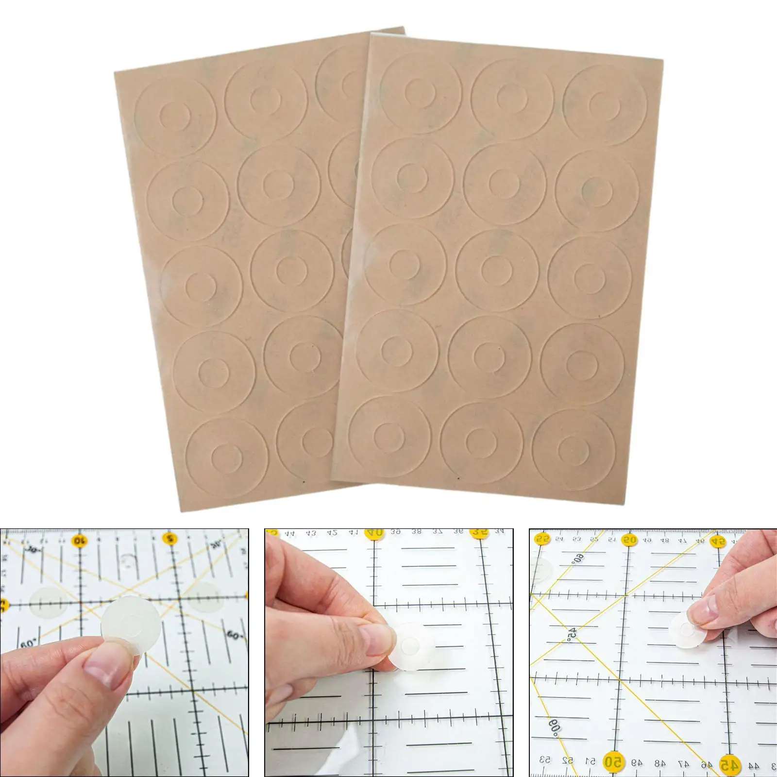 60Pcs Patchwork Rulers Nonslip Pad Ruler Grip Stickers Portable Transparent