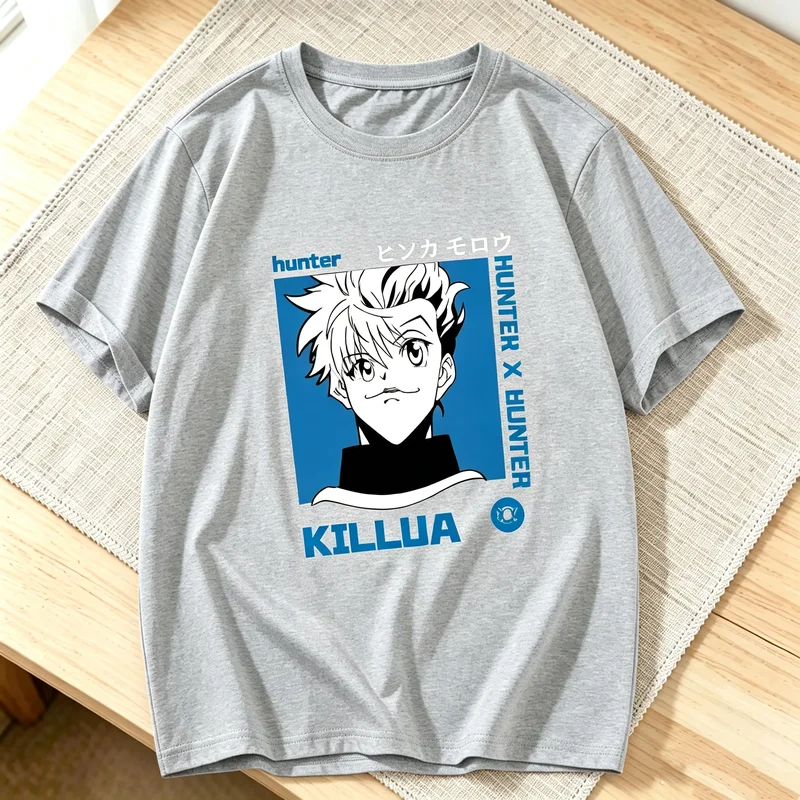 Anime Hunter X Killua Graphic T Shirt Men Women Casual Short Sleeve Tees Hip Hop Streetwear Fans Gift Loose Fit Cotton Tops Y2k
