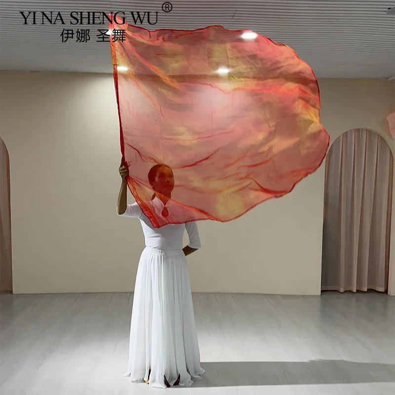 Drapeau demi-rond de danse du ventre 140x140cm, ailes de drapeau en mousseline de soie, accessoires de Performance avec bâtons, accessoires de danse pour femmes