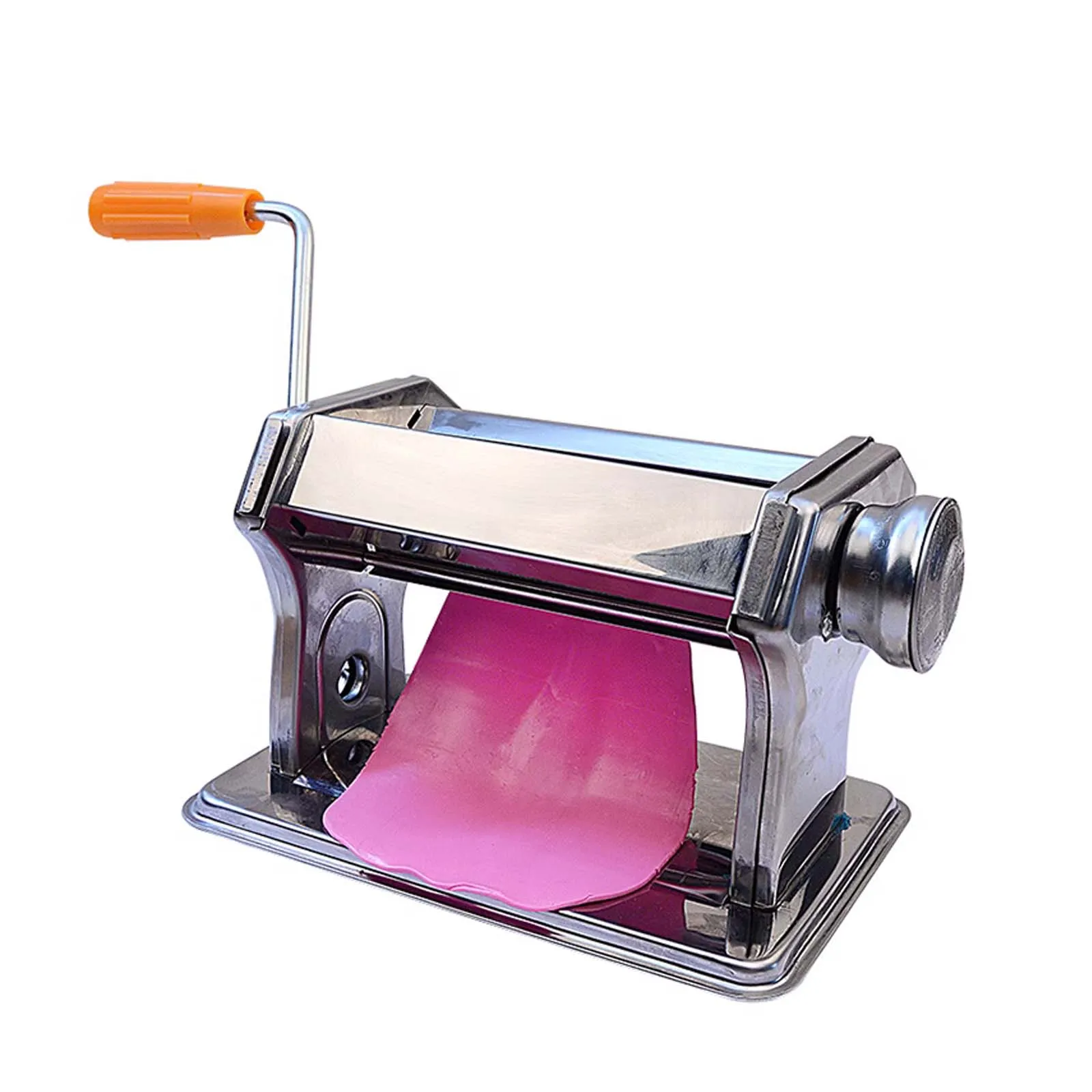 

Portable Hand-Cranked Mud Press Roller, Stainless Steel DIY Craft Polymer Clay Rolling Handmade Press Pasta Roller