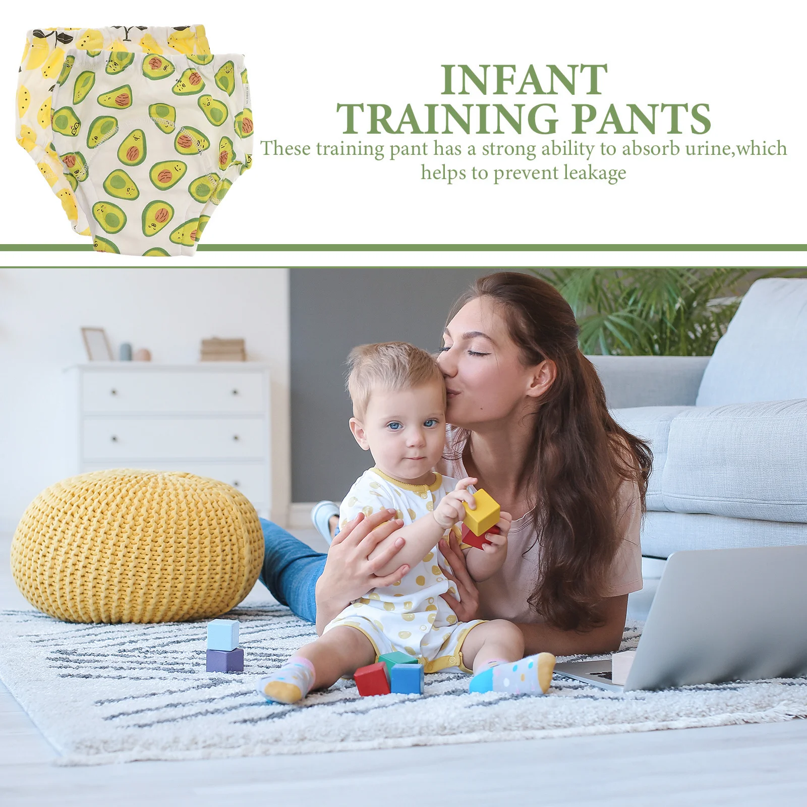 

2Pcs Baby Potty Training Pants Cotton Toddler Training Underwear Padded Absorbent Washable Reusable Infant Diapers