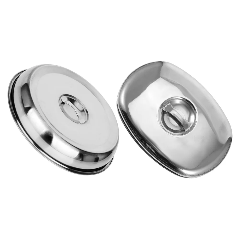 

2Pcs Kitchen Food Cover Dustproof Stainless Steel Dish Cover Heat Preservation Household Protective Food Lid Kitchen Supplies