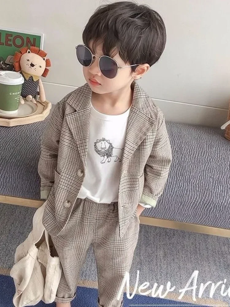 Kid Boys Spring and Autumn Suit Boys Baby Suit Clothes 2024 New Children\'s Clothing Casual Tops + Pants 2 Piece Set Formal Wear